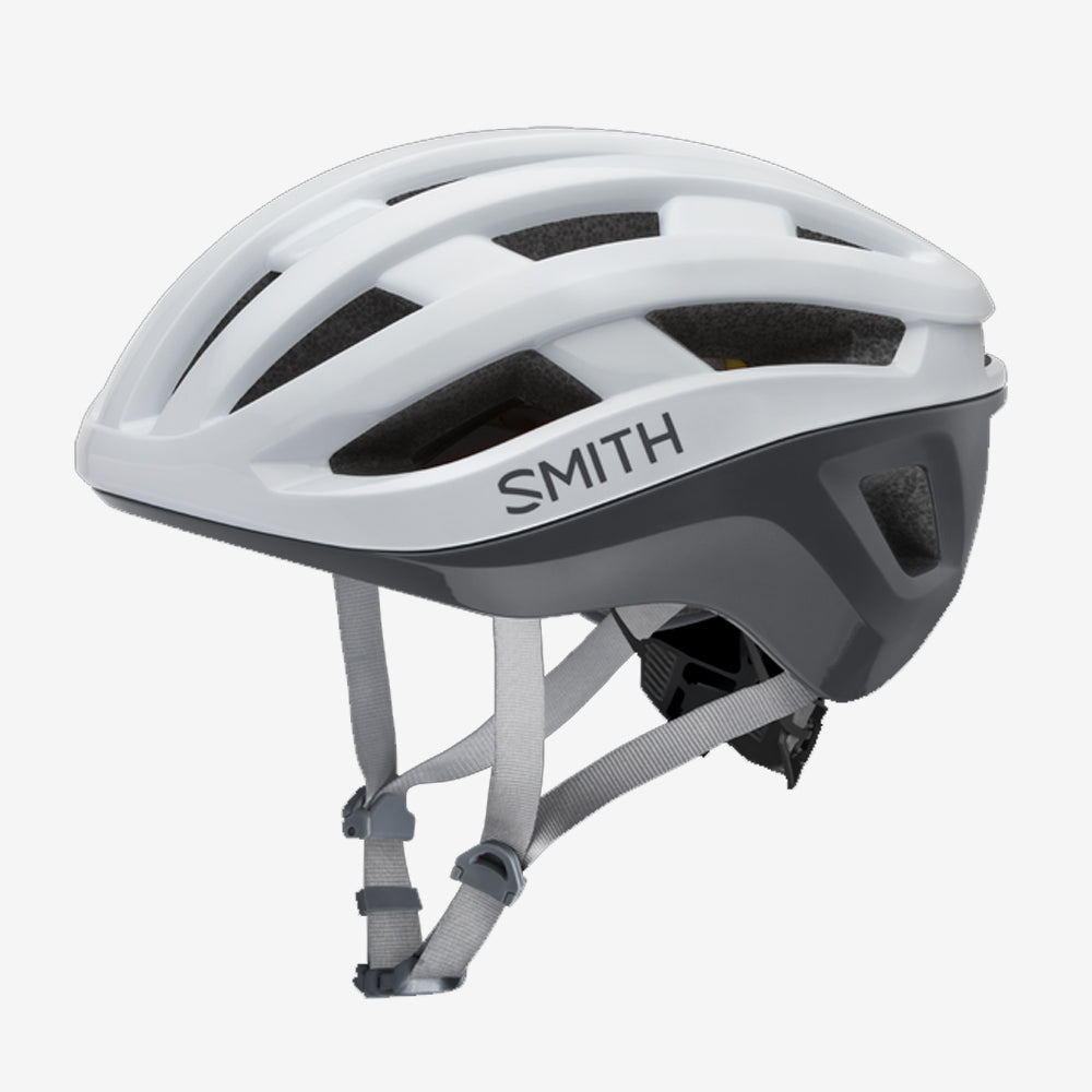 E007443LK casque de vélo smith persist avec technologie mips de couleur blanche pour la portion supérieure et grise pour la portion inférieure